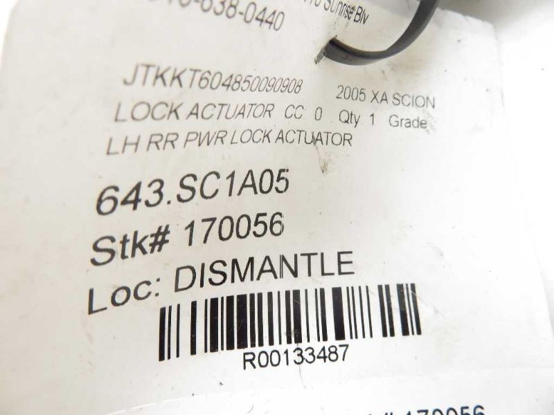 2005 SCION XA DRIVER SIDE REAR DOOR LOCK ACTUATOR ASSEMBLY
