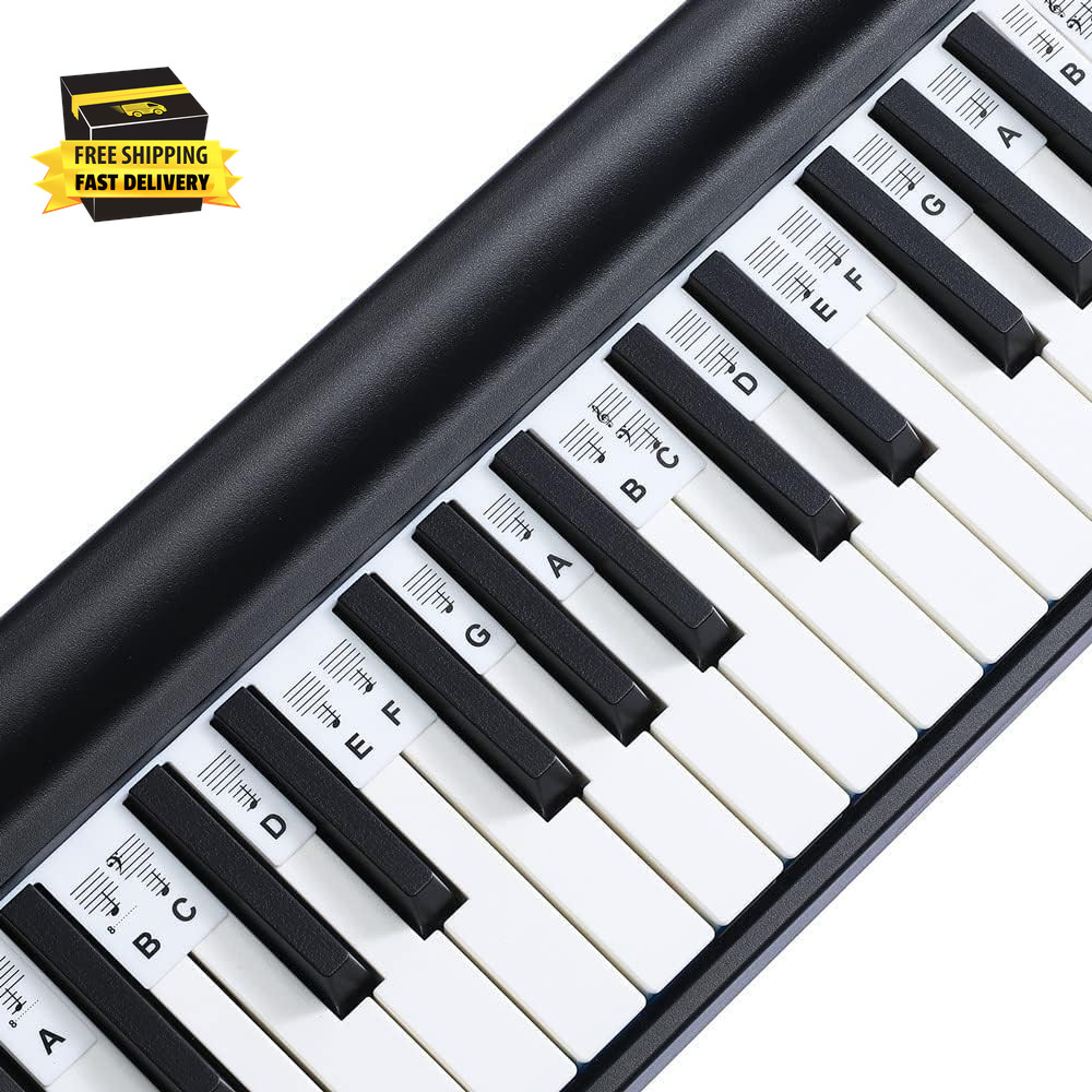 Piano Notes Guide for Beginners, Removable 88/61 Key Silicone Keyboard Strips |