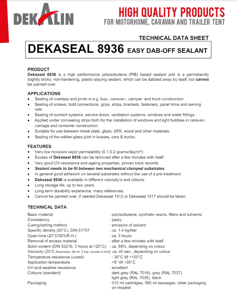 DEKALIN Dekaseal 8936 2 Pack 310ml Plastic-Elastic Black Sealant / Adhesive