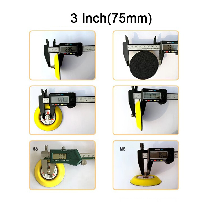 25-150mm 1"-6" Hook Loop Sanding Discs Backing Pad For Drill Grinder M6 M8 Shank