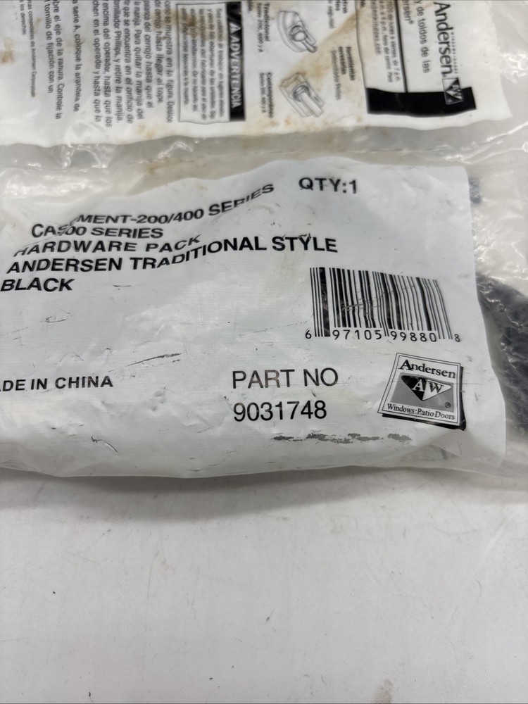 Andersen Window Hardware Pack Folding Traditional Black 9031748 New