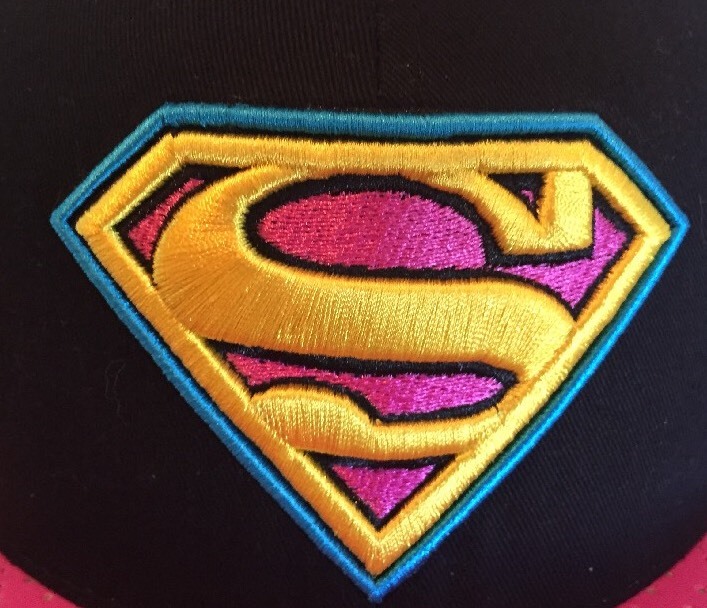 Superman SnapBack Baseball Cap Black With Pink Bill DC Comics