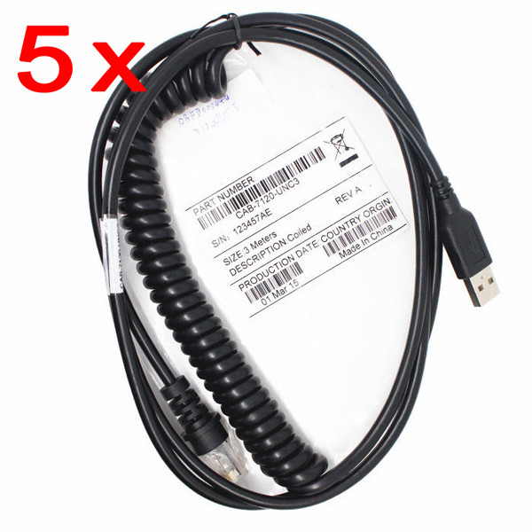5x 9FT Coiled USB Cable For Honeywell Metrologic MS7120 MS9540 MS9520 Reader
