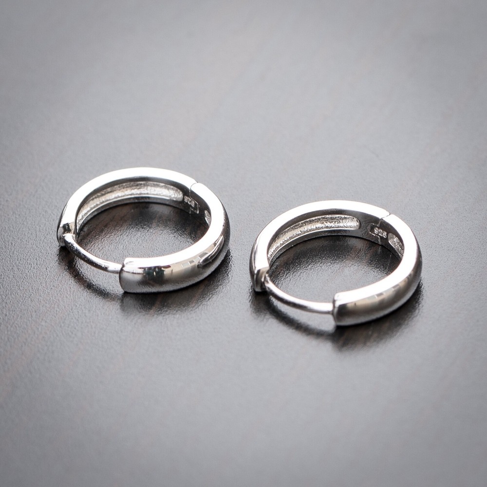 High Quality Solid Small Round Shape 925 Sterling Silver Hoop Earrings For Men