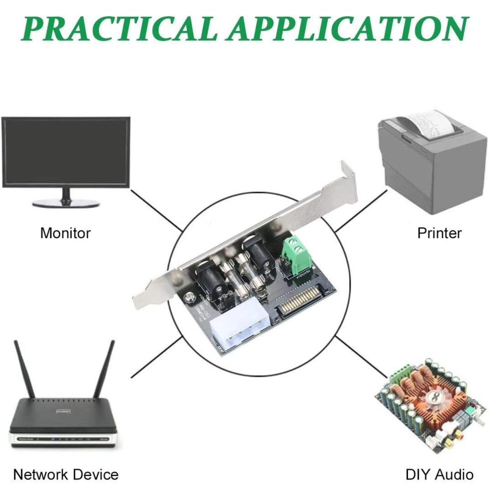 SATA to DC Full Height Board DC Power Module for Monitor, Printer, Network,Audio