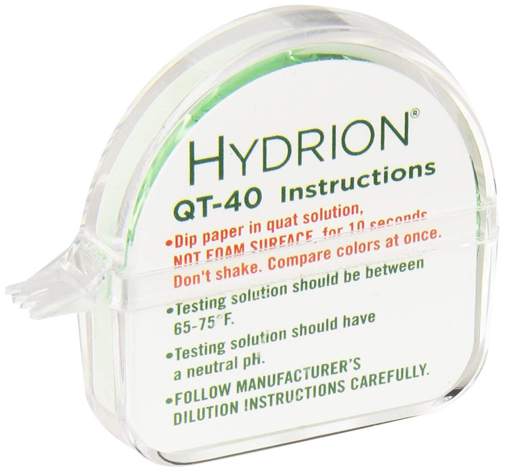 Hydrion QT-40 Quaternary SANITIZER Solution Test Tape for Testing 0-500 Ppm Rang