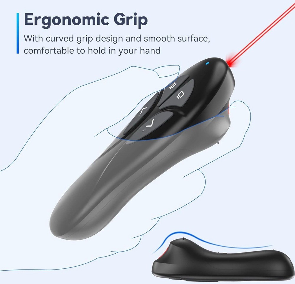 Presentation Clicker PowerPoint Wireless Presenter Remote: USB Type C Rechargeab