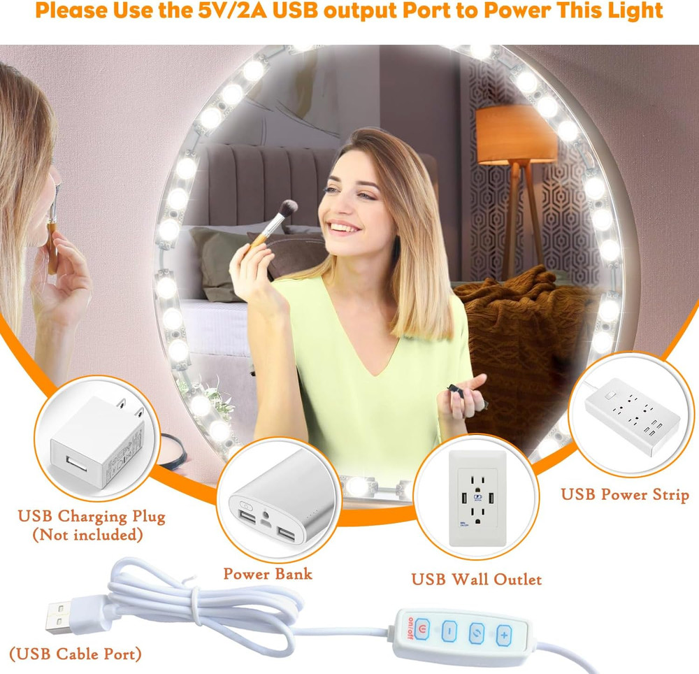 Vanity Lights for Mirror LED Makeup Light Strip with 3 Color Temperature Lightin