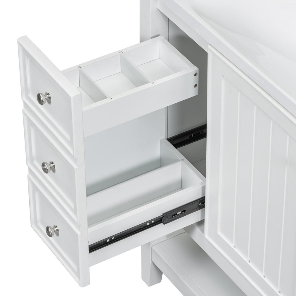 Modern 36” Bathroom Vanity with Ceramic Basin, Storage Cabinet, Drawers &