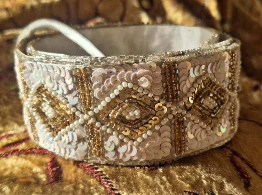 Vintage Satin And Sequin Belt
