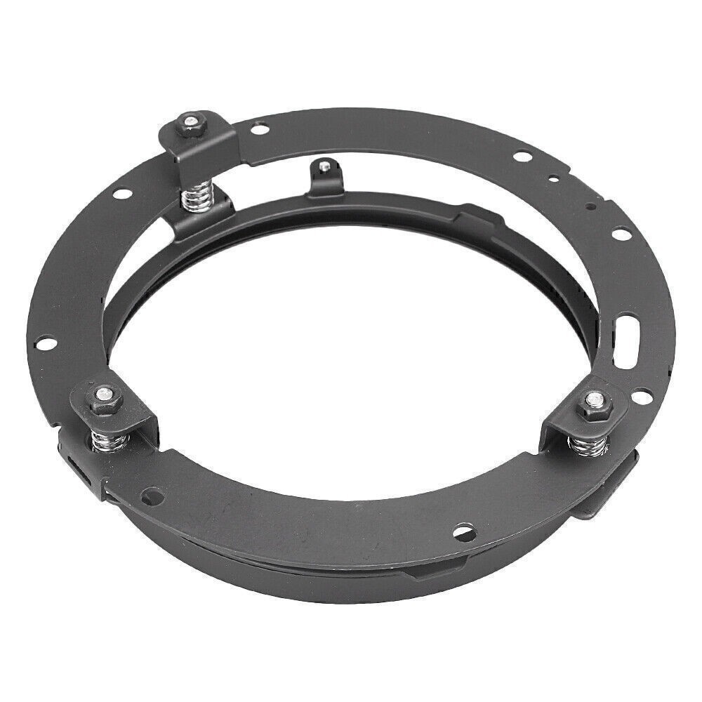 LED 7" Round LED Headlight Ring Bracket For Touring Softail Mounting HID Black
