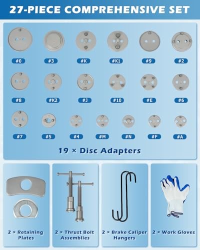 27Pcs Brake Caliper Tool, Heavy Duty Disc Brake Caliper Compression Tool
