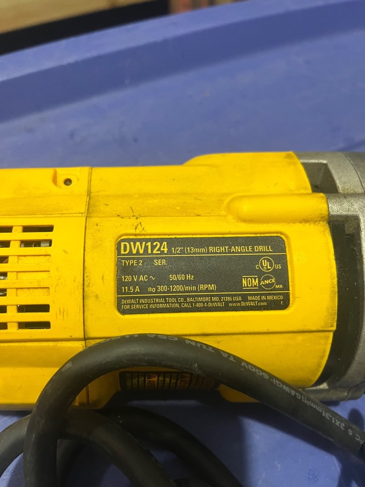 Dewalt DW124 1/2" Joist & Stud Drill Power Tool Right Angle Drill