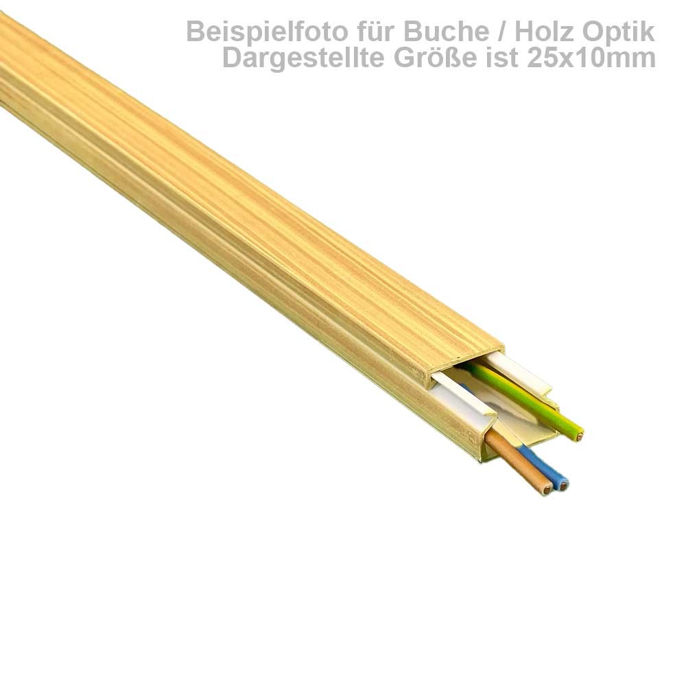 Cable Duct 40x25mm Beech Light Wood Effect Screw Mount 1m Surface Mounted Electrical