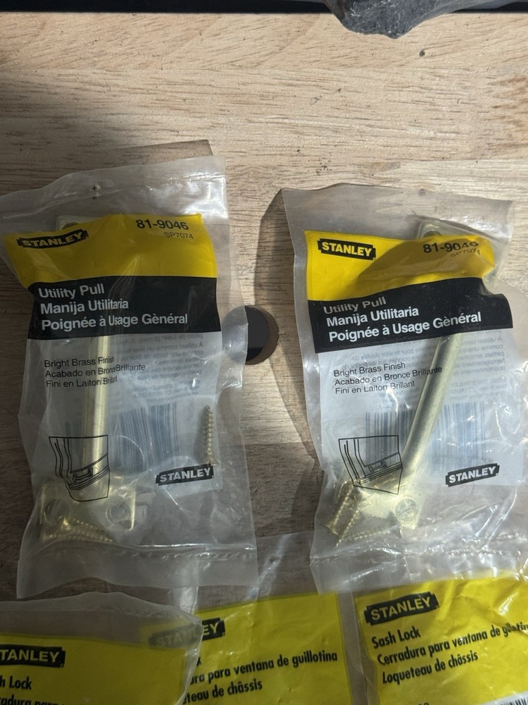 Stanley Hardware Bright Brass Window Security Sash Locks & Utility Pulls Lot