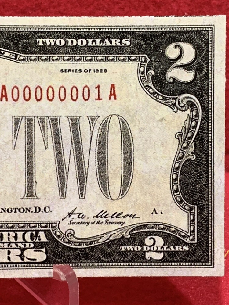 Fancy $2 Two Dollar Bill Low Serial Number (STICKER!) (A 00000001 A) (READ!!)