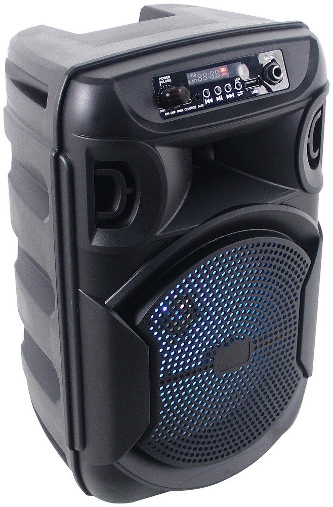 Technical Pro Rechargeable 8" LED Karaoke Machine Speaker System w/Bluetooth+Mic