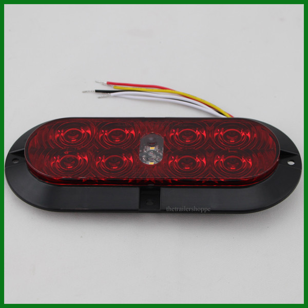 Red & White 6" Oval Surface Mount Stop Tail Turn & Back Up Reverse Light 10 LED