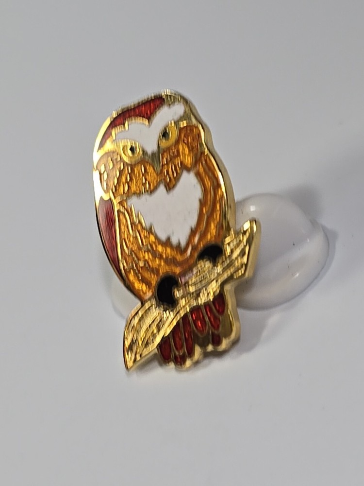 Owl Bird On Tree Limb Lapel Pin •