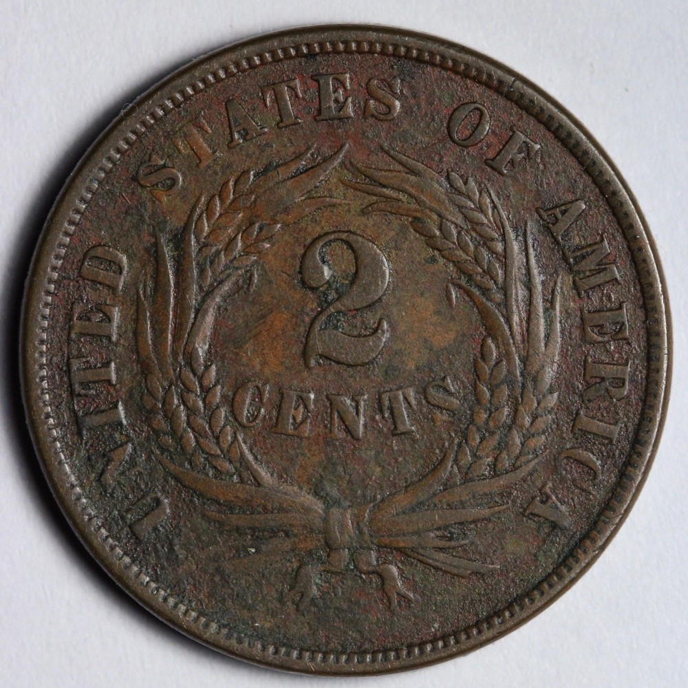 1866 Two Cent Piece AU E213 WKMW