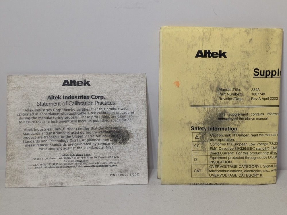 Altek Model 334A Loop Calibrator w/ Case & Paperwork