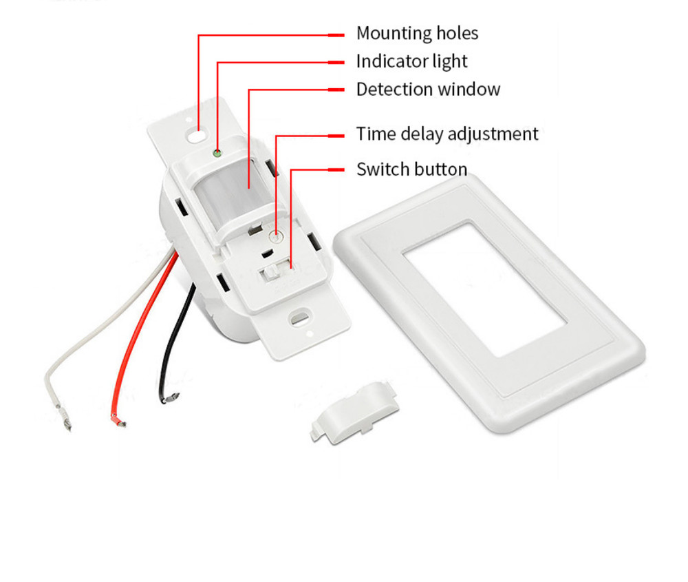 Auto On/Off Sensor Switch Motion Infrared PIR Occupancy Vacancy Wall Light Lamp