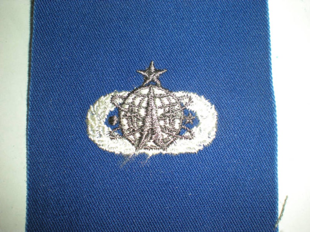USAF SPACE OPERATIONS 7 LEVEL BADGE - ON BLUE TWILL