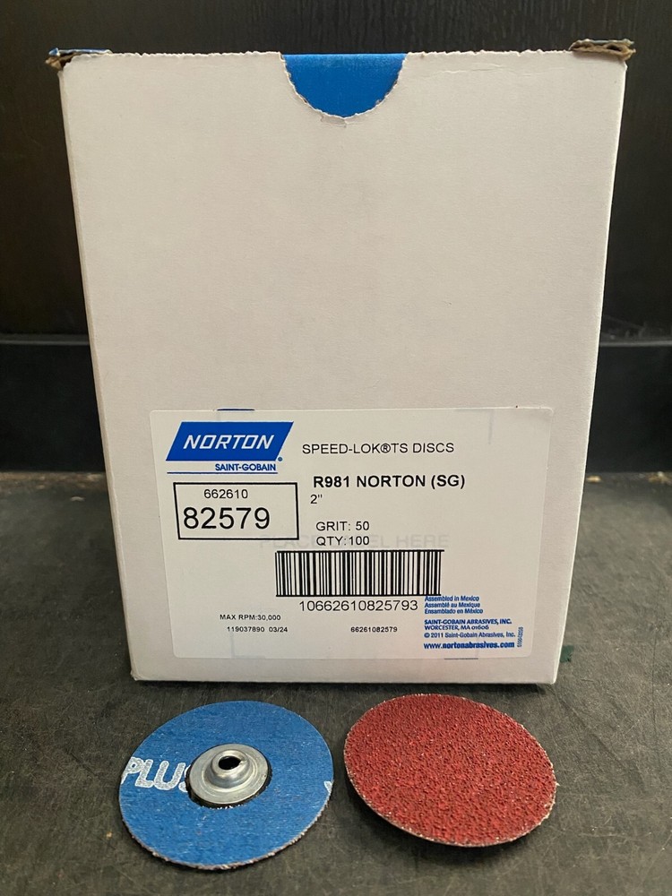 Norton 2" TY2, 50G Ceramic Quick Change Disc 100/BX