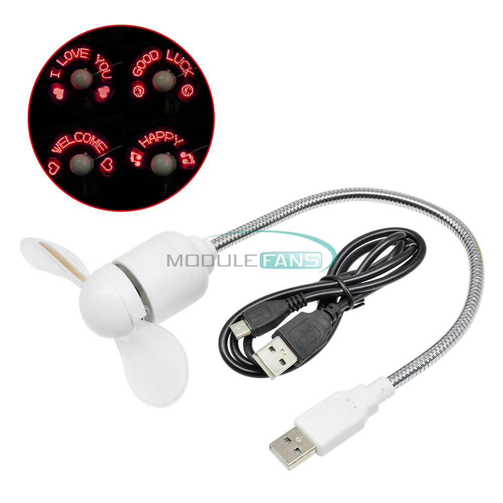 Flexional Mini USB Programmable Flashing LED Light DIY Messages Cooling Fan