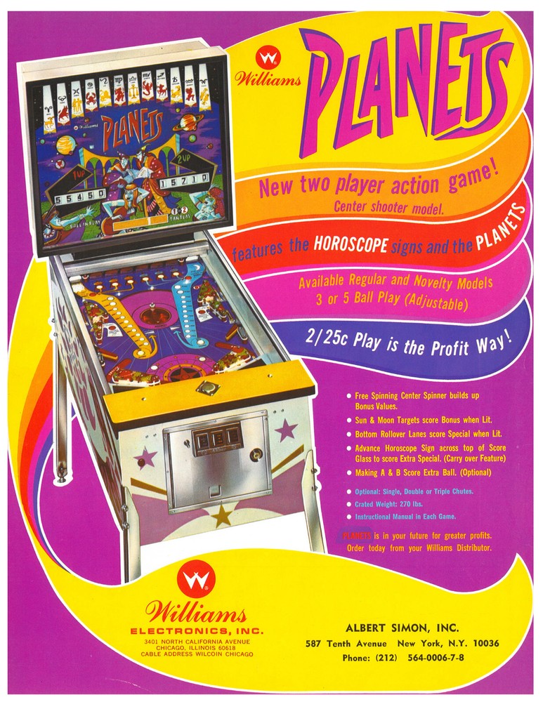 Planets Williams Pinball Flyer / Brochure/ Ad - Mint