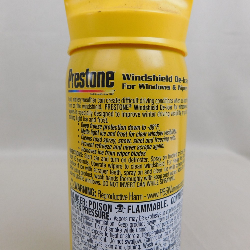 3-Pack Lot Prestone Windshield De-Icer 11oz Cans with Ice Scraper Tops #3146
