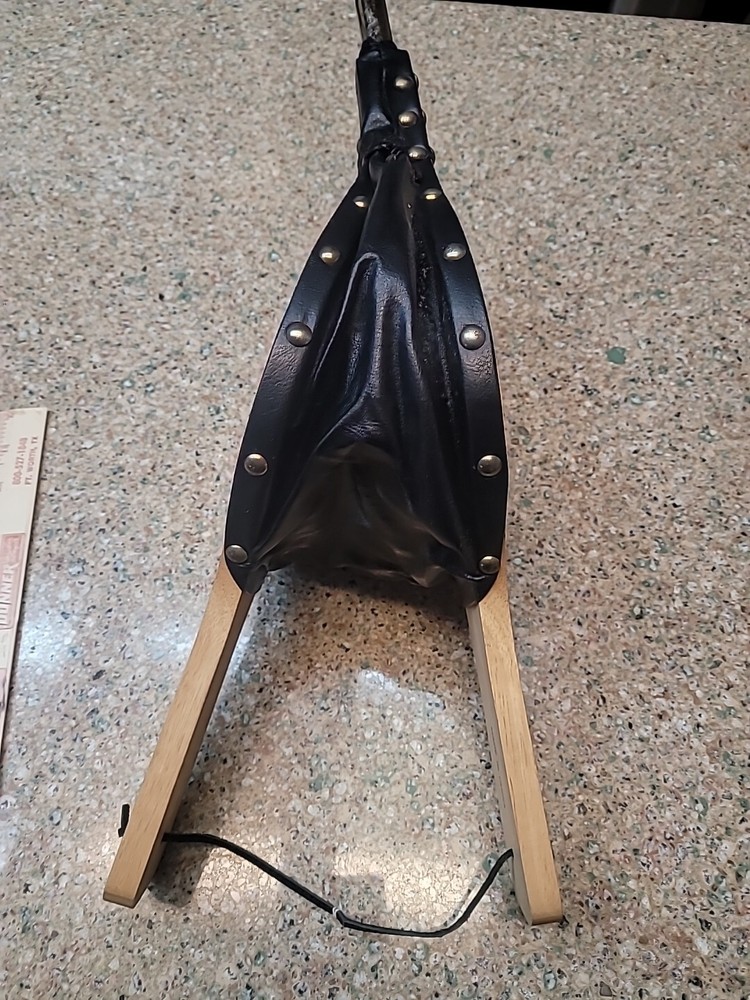 Bellows Fireplace Wood Black Leather Fire NICE!