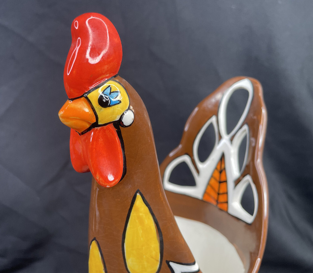 Ceramic Rooster Vase Planter 13”
