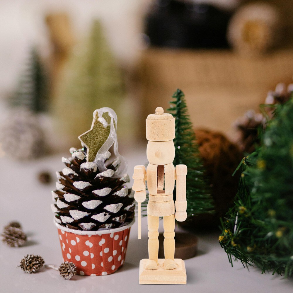 3 Pcs Large Paintable Nutcracker Unpainted Blank Ornaments Puppets DIY