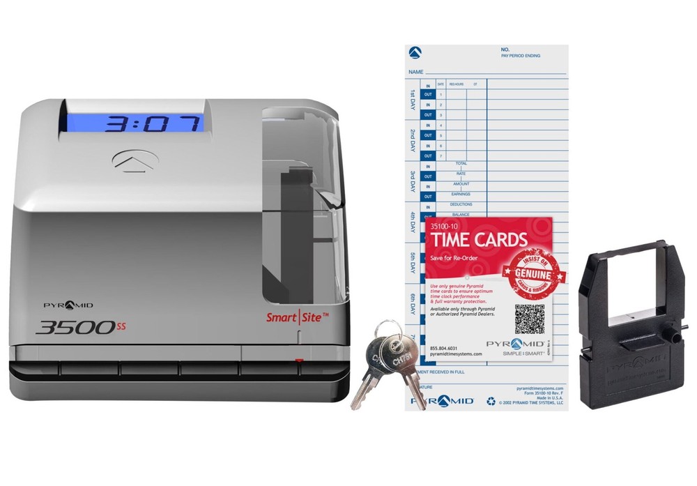 Pyramid Technologies 3500SS Time Clock & Document Stamp Light Gray