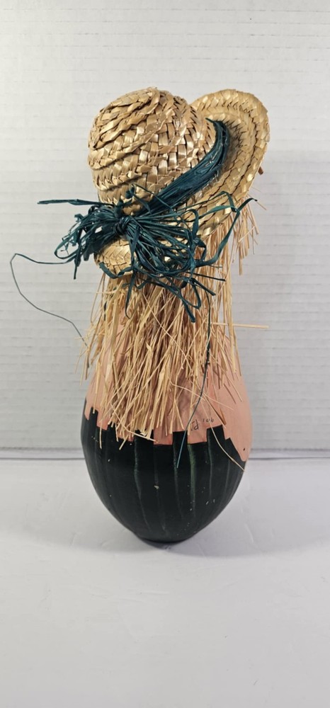 Hand Painted Fall Scarcrow Gourd.