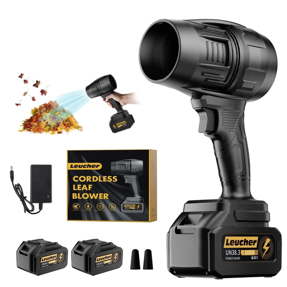 Leaf Blower Cordless,Hand Held with 21V*2 Pcs Deep Black