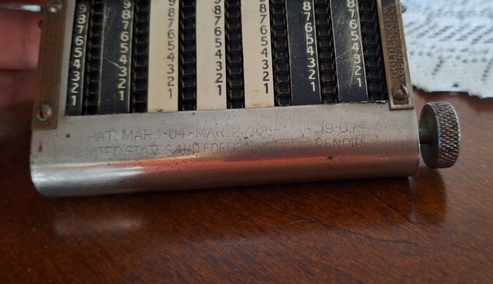 Vintage Golden Gem 7 Digit Chain Adding Machine