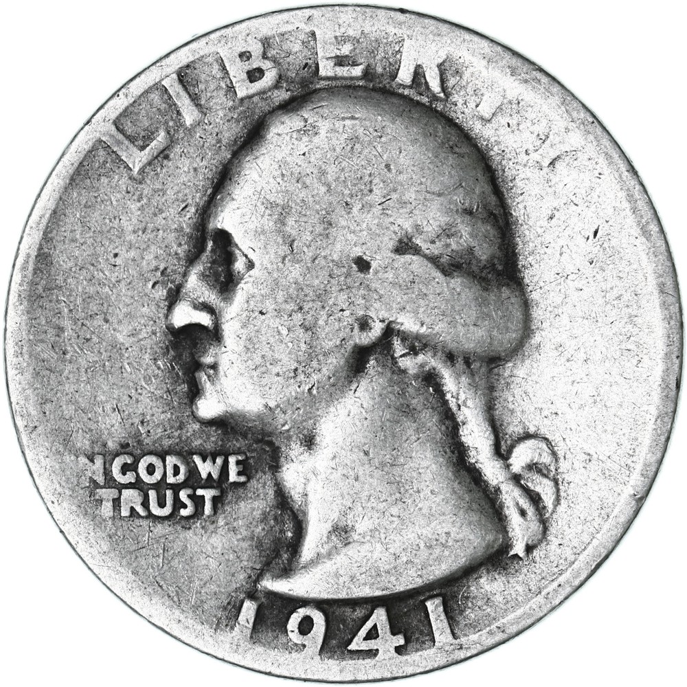 1941 S Washington Quarter 90% Silver Good GD