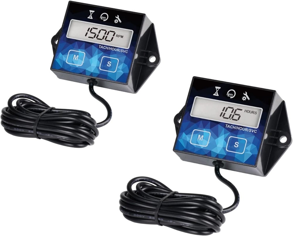2-Pack Digital Engine Timer & Tachometer with Maintenance Reminder for Effici...