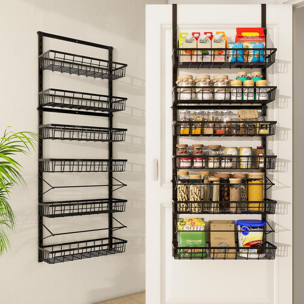 over the Door Pantry Organizer, Pantry Storage and Organization, 6-Tier Adjustab