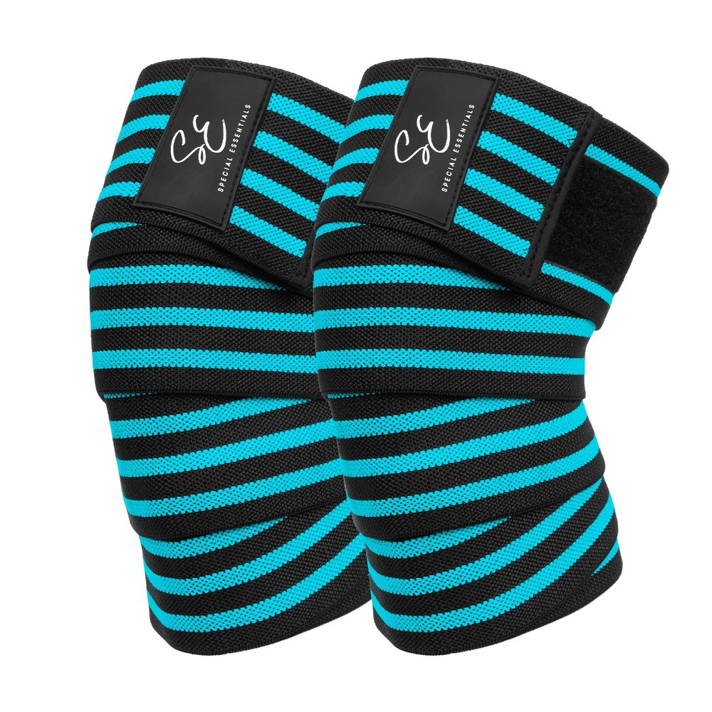 Knee Wraps for Weightlifting with Strap (2 Pack) - 72 Inches Flexible Support...