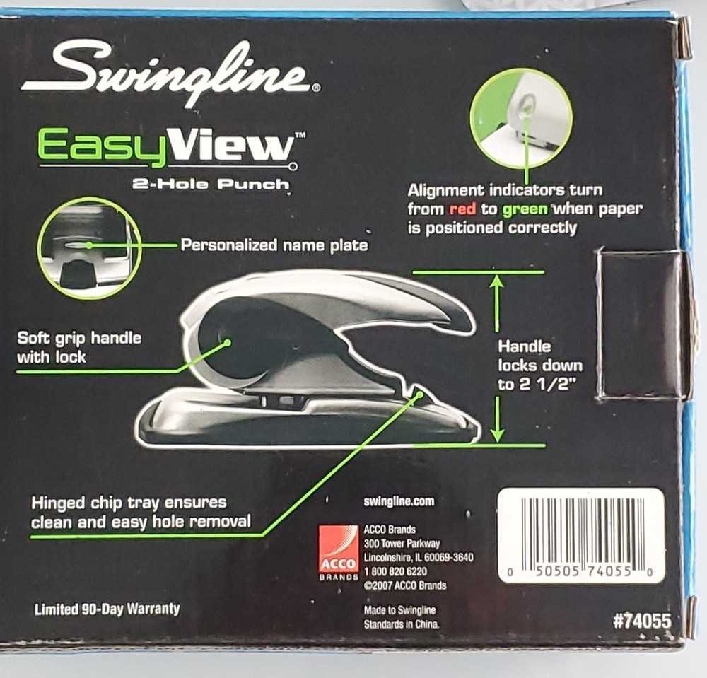 SWINGLINE Easy View 2-Hole Punch with Paper Alignment Indicator NEW