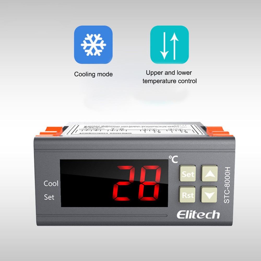 Microcomputer thermostat cooling upper and lower limit setting alarm controller