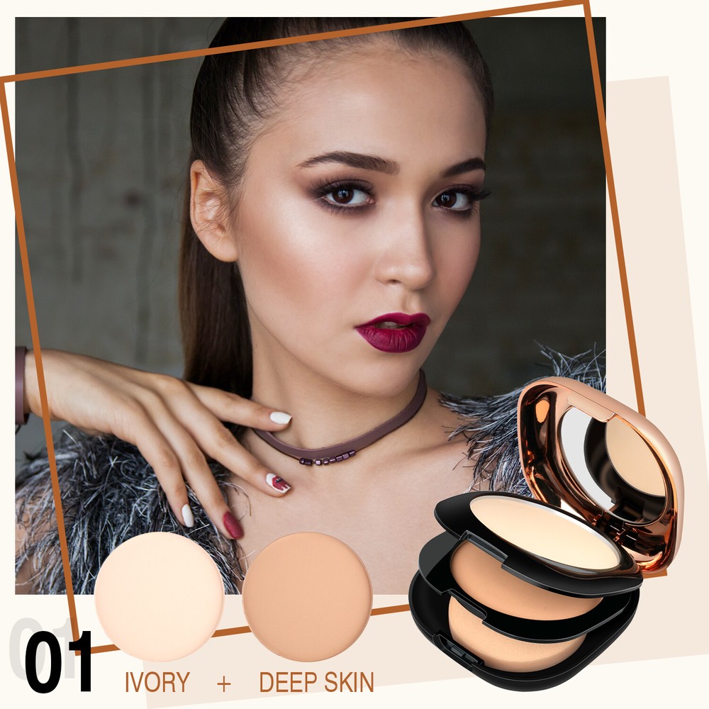 Double-Layer Pressed Powder Foundation - Strong Coverage & Long-Lasting Wear USA