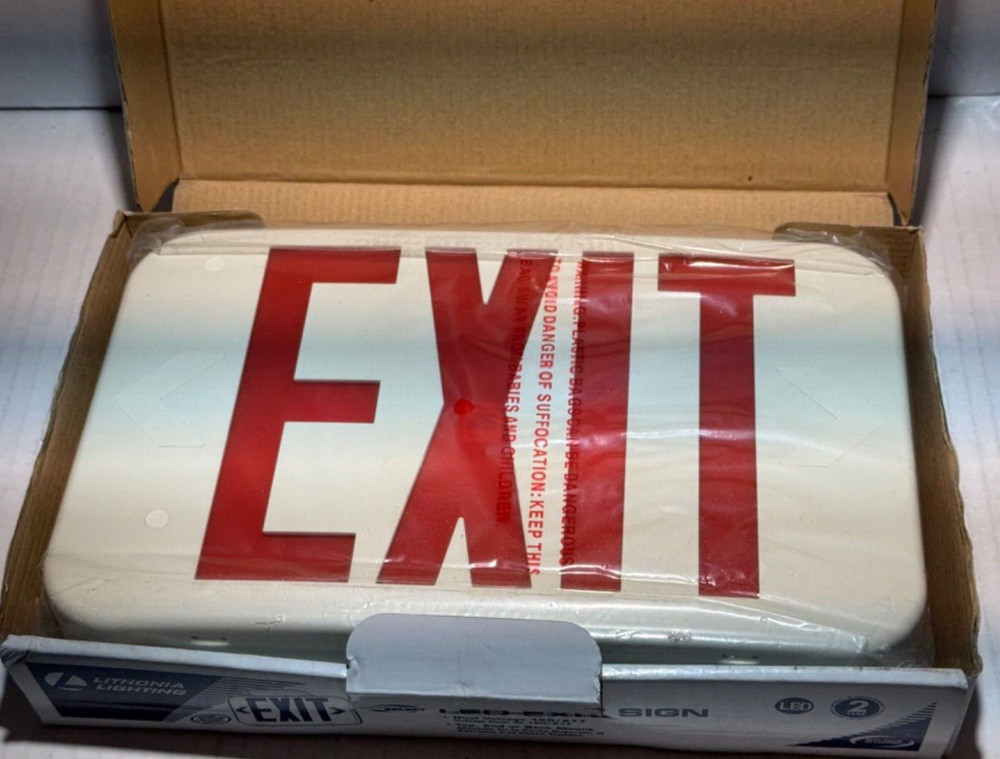 LITHONIA LIGHTING EXR LED M6 Exit Sign, Dual voltage 120/277, Red, 2 Faces