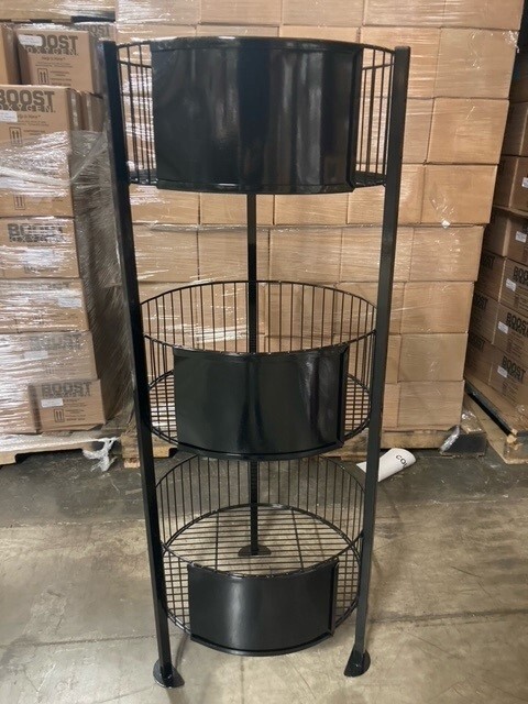 Wire Dump Bin, Floor Stand - Black. Storage Rack 3- Tier Dump Bin - BULK SALES
