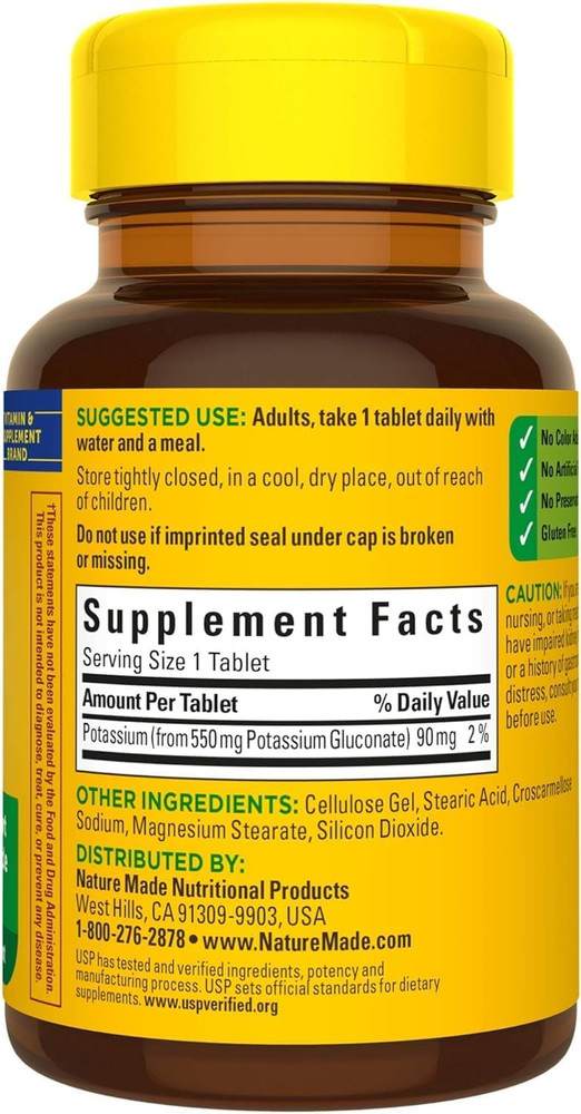 Potassium Gluconate 550Mg, 100 Tablets