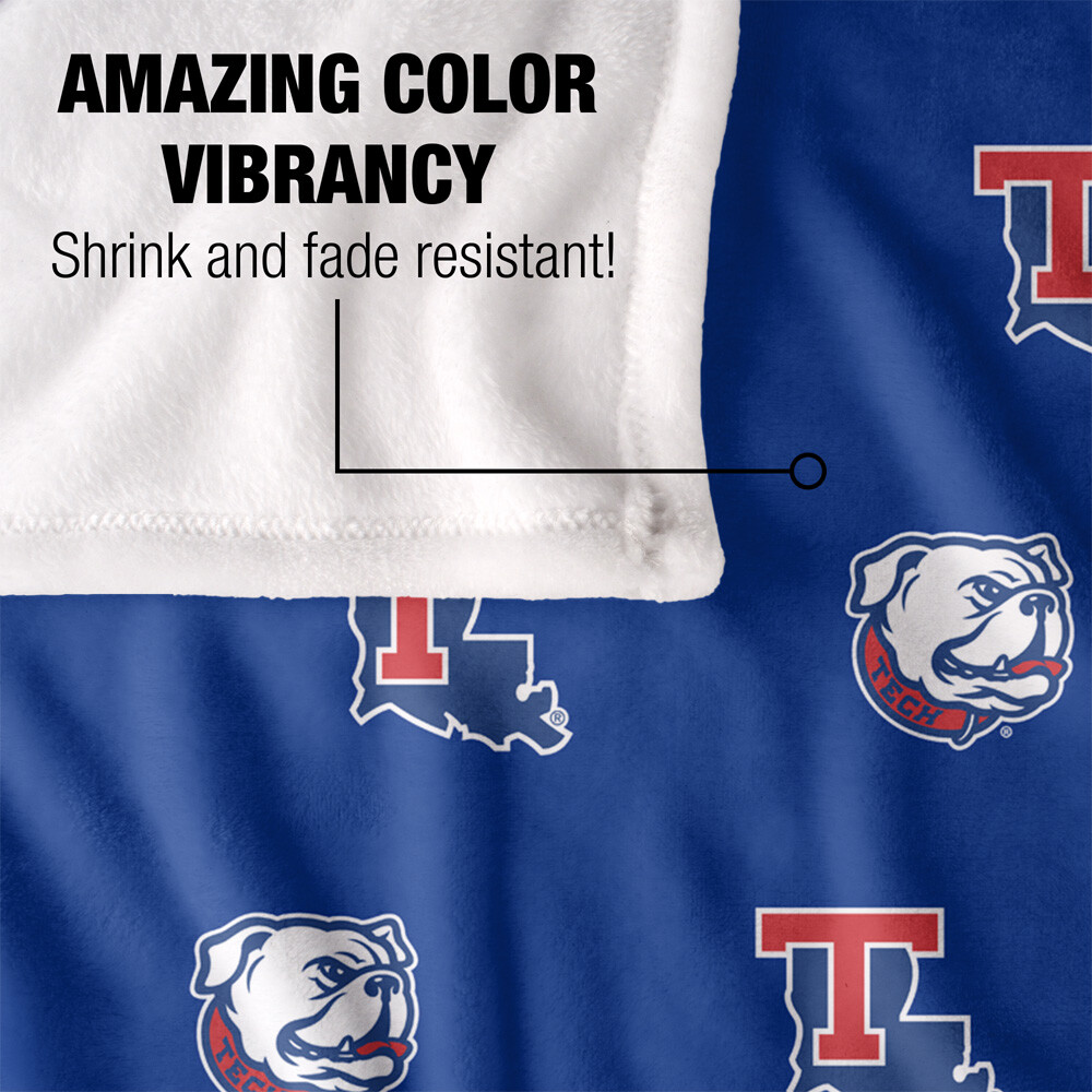 Louisiana Tech University Logo Pattern Silky Touch Super Soft Throw Blanket