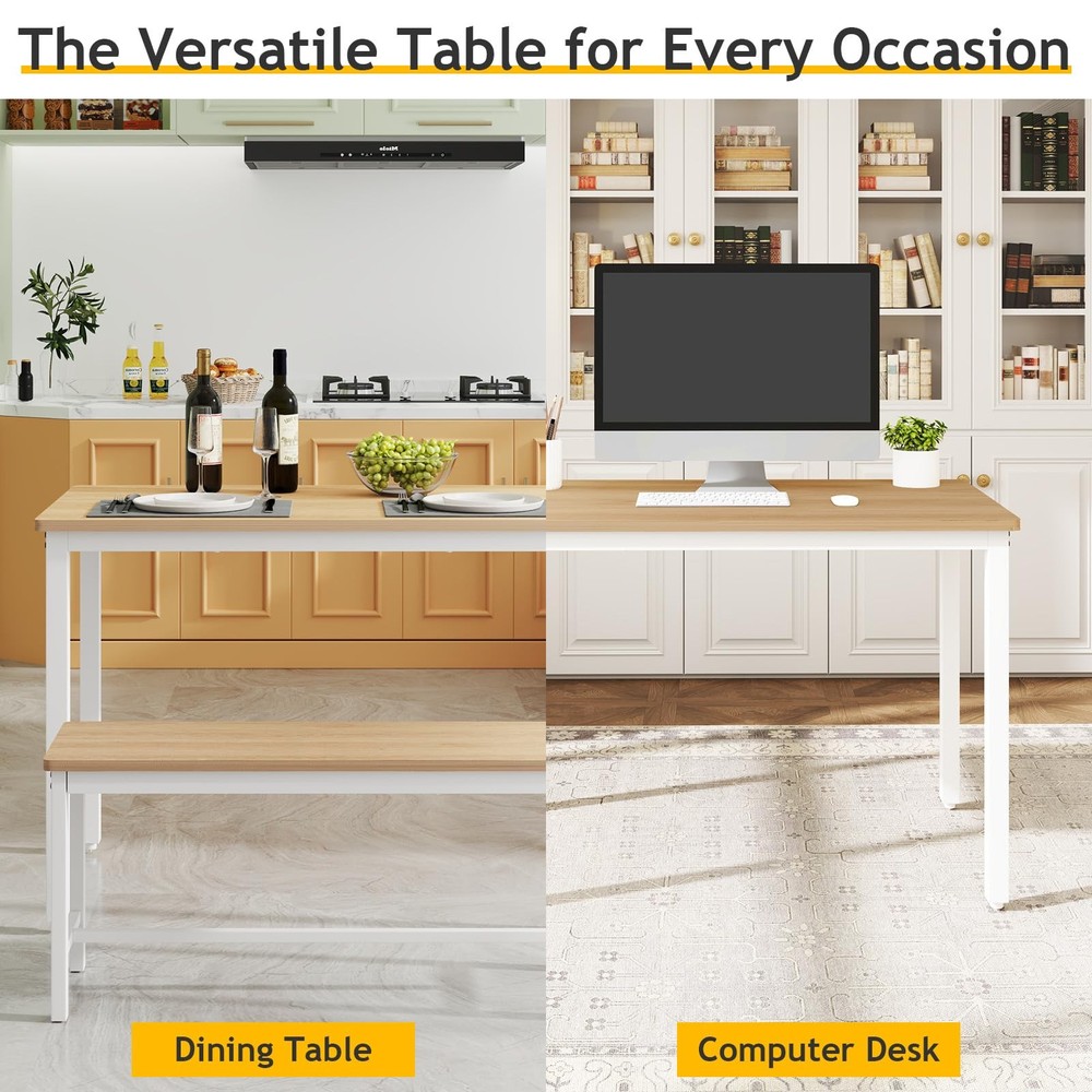 43" Dining Table Benches Set for 4, Modern Space Saving Kitchen Table Chairs ...